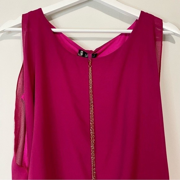 La Scala Women’s Sleeveless Ruched Blouse with Necklace Pink NWOT - Picture 2 of 8